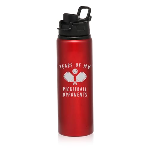 25 oz Water Bottle Sports Travel Mug Gift Tears Of My Pickleball Opponents Funny (Red) - color: Red