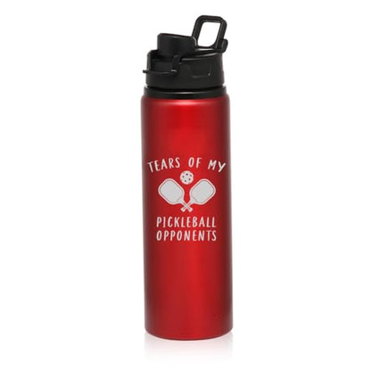 25 oz Water Bottle Sports Travel Mug Gift Tears Of My Pickleball Opponents Funny (Red) - color: Red