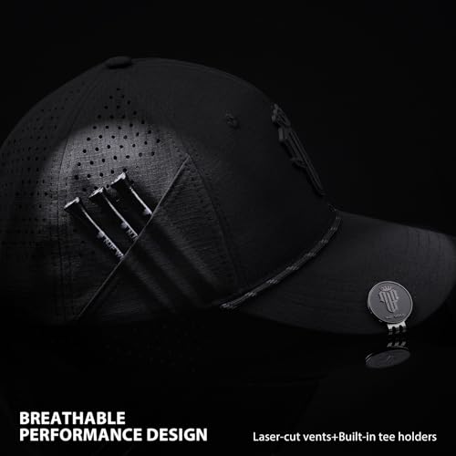 NJF Golf Hat Men - Breathable Mens Golf Hats, Adjustable Rope Hook and Loop Style Cap, Convenient Cap with Tee Holder - color: X-series - Case & Phantom Pro X