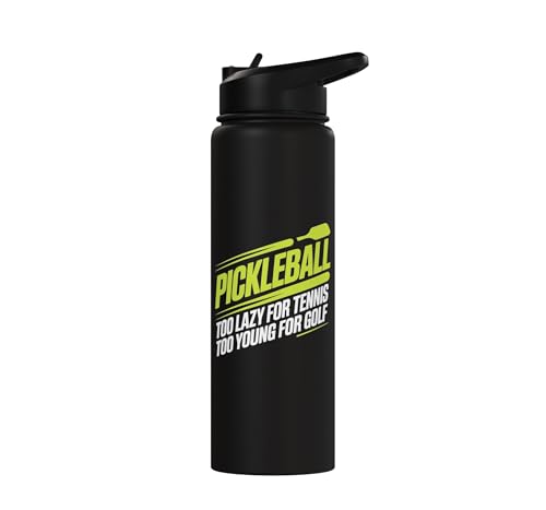 Pickleball Player Too Lazy For Tennis Too Young For Golf Stainless Steel Insulated Water Bottle - color: Black