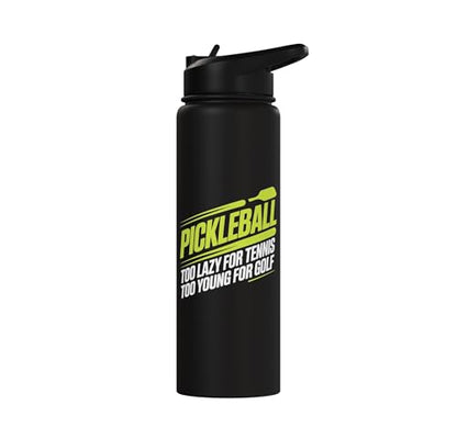 Pickleball Player Too Lazy For Tennis Too Young For Golf Stainless Steel Insulated Water Bottle - color: Black