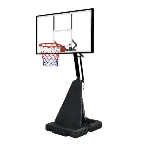 Basketball Hoop Outdoor 8.04-10FT Height Adjustable, Portable Basketball Goal with 44 Inch Shatterproof Backboard, Heavy-Duty Base & Wheels for Youth,Teens,Adults in Backyard,Driveway,Indoor - color: Black-44" Backboard