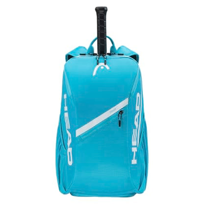 HEAD Tour Tennis Backpack 25L - Holds 2 Racquets, Shoe Compartment, Phone Pocket, Water Bottle & Ball Can Pockets - color: Blue