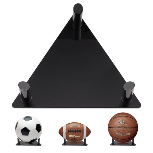Ball Display Stand with Anti-slip Mat, 1.3inch Pegs Acrylic Sleek Holder for Different Size Basketball, Soccer Ball, Football, Sturdy Memorabilia Display Case-Black - size: 1 Pack