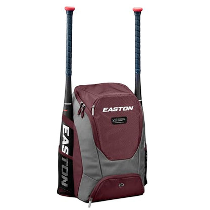 Easton Dugout Backpack Equipment Bag | Baseball & Softball | Multiple Colors - color: Maroon