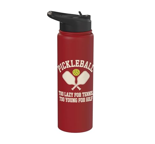 Pickleball Player Too Lazy For Tennis Too Young For Golf Stainless Steel Insulated Water Bottle - color: Red