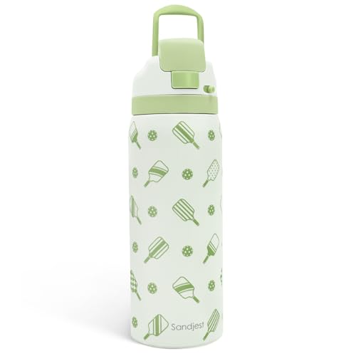 Pickleball Insulated Stainless Steel Water Bottle with Straw for Sports and Travel, 32oz, Gifts for Pickleball Lover Women Girls Friends Teens Birthday Christmas - color: Pickleball