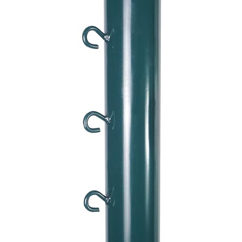 Aoneky Permanent Adjustable Volleyball Post System - Complete Set with 2 Steel Poles & Ground Sleeves, 6 Height Settings for Badminton & Volleyball, Includes Winch for In-Ground Install - color: Green, style: Round
