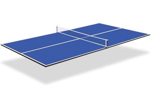 Ping Pong Table Top, 8FT Foldable Table Tennis Table Topper for Pool Table, Indoor Outdoor Table Tennis Conversion Top for Billiard Table w/Net & Foam Padding, Easy Conversion (8ft-Blue)