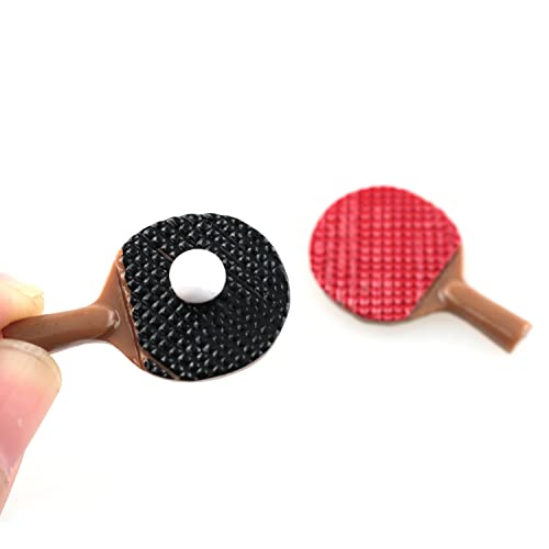 TAODAN 3IN1 1/12 Mini Table Tennis Racket with Ball Simulation Furniture Ping-Pong Toys Doll House Decoration (2 x Rackets, 1 x Balls)
