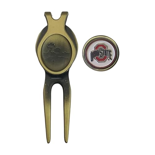 Divot Repair Tool Removable Magnetic Ball Marker-Best Divot Fixer - style: OHIO STATE BUCKEYES
