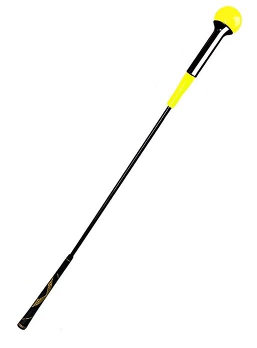 Golf Swing Trainer 47.5 inches, Fiberglass, Yellow color, Aid for Indoors and Outdoors, Practice Speed Training, Warm up, Stick Improved Rhythm, Flexibility, Balance, Tempo and Strength.