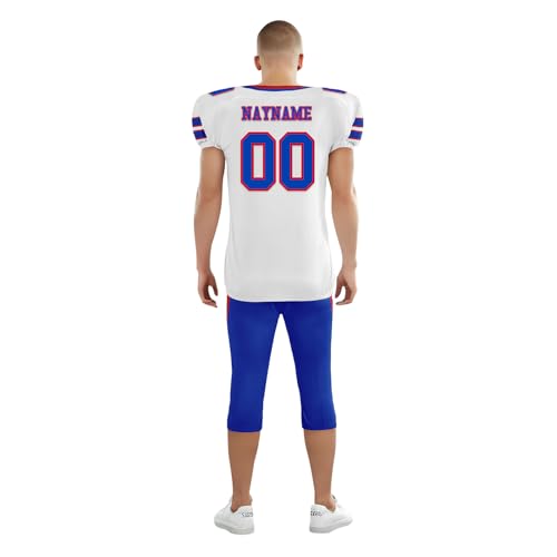 Youth Football Practice Jersey, Custom Blank Kids Practice Football Uniform Sportswear for Boys Training Games - color: Royal Blue Red White