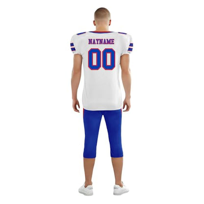 Youth Football Practice Jersey, Custom Blank Kids Practice Football Uniform Sportswear for Boys Training Games - color: Royal Blue Red White