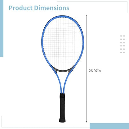 PONDON 27 Inch Tennis Racket Set - Portable Trainer with Aluminum Alloy Racket, Ball, Base & Cover for Beginners