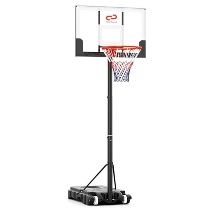 Goplus Basketball Hoop Outdoor, Portable 3.3-7FT/10FT Adjustable Basketball Goal System w/Shatterproof PC Backboard, Wheels for Adults in Pool Driveway Backyard - style: 3.3-7 FT, Black+White