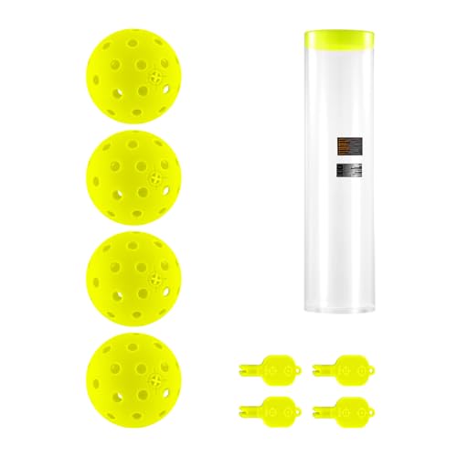 NEEWER PB02 LED Pickleball Set, Light Up Glow in The Dark Pickle Balls Accessories with Storage Tube for Nighttime Outdoor Pickleball Training & Practice, 4 Packs