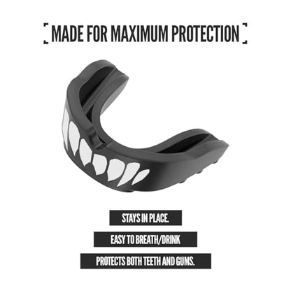 2 Pack Nxtrnd Rush Dual Layer Mouthguard, Custom Fit Sports Mouthpiece for Football, Boxing, MMA, Basketball, Hockey, Lacrosse, Youth & Adult (Black & White Fangs) - color: Black & White Fangs