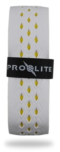 No-Sweat Diamond Grip for Pickleball Paddles, Tennis, Racquetball - color: White w/ Yellow Underlay, size: 1-Pack