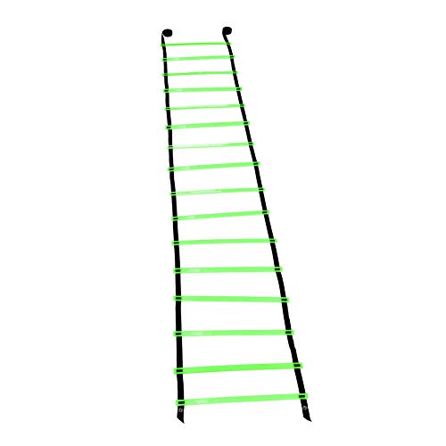 Agility Ladder Speed Ladder Training, 16 Rung Adjustable Flat Plastic Rungs with Durable Nylon Straps for Football Rugby Tennis Baseball Sports - color: Green