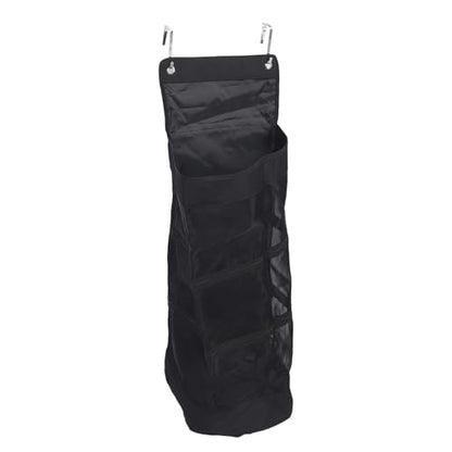 SUNGOOYUE Over The Door Hanging Sports Equipment Organizer, Large Capacity Nylon Mesh Storage Bag with Multiple Compartments, for Basketball Football Volleyball Tennis Gear