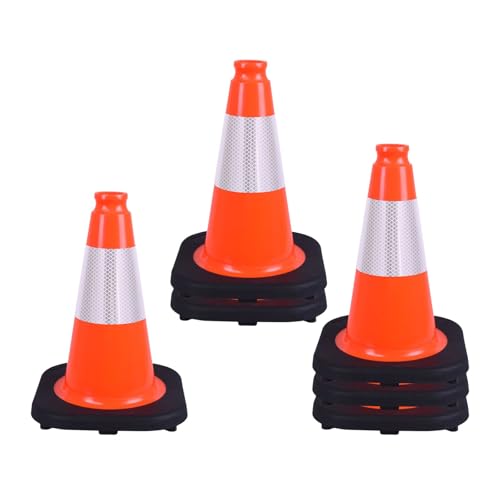 6 Pack Orange 12 Inch Black Base Traffic Cones for Sports Training, Athletic Drills, Agility Practice & Field Marking (6, Orange, 12 Inch) - color: Orange, size: 12 Inch