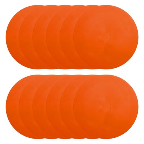 PATIKIL Spot Markers, Non-Slip Floor Dots Agility Markers Flat Field Cones Poly Dot with Hole for Gym PE - color: Orange