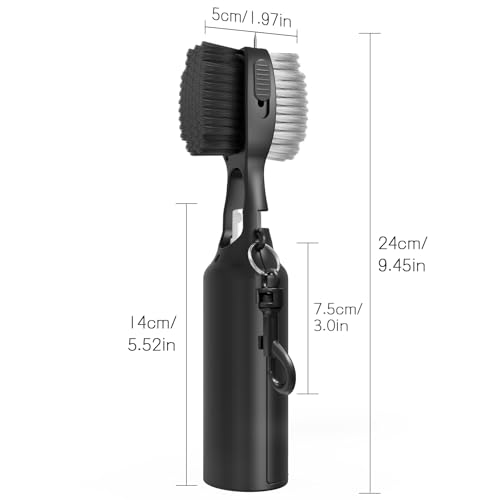 THIODOON 2 Pack Golf Club Brushes and Groove Cleaner 2 ft Retractable Zipline Carabiner Golf Brush Head with Retractable Spike Comfortable Grip Golf Club Cleaner - color: Pro Golf Club Brush
