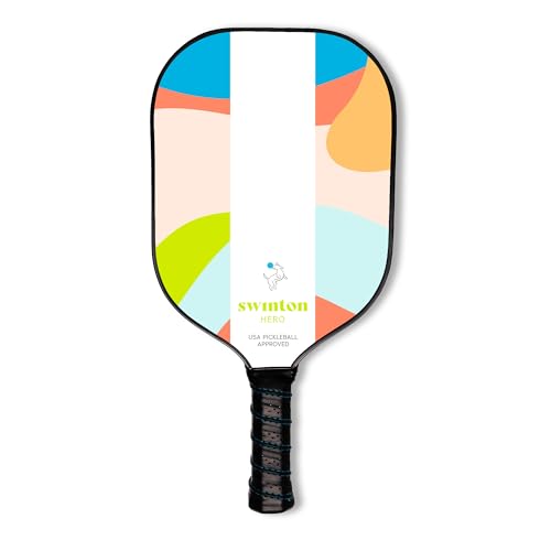 Swinton Pickleball Paddles, USAPA Approved Carbon Fiber Pickleball Paddle for Power, Control & Spin, Advanced Sweet Spot Textured Surface for Precision Shots Comfortable Anti-Slip Grip for Men & Women - color: Breeze