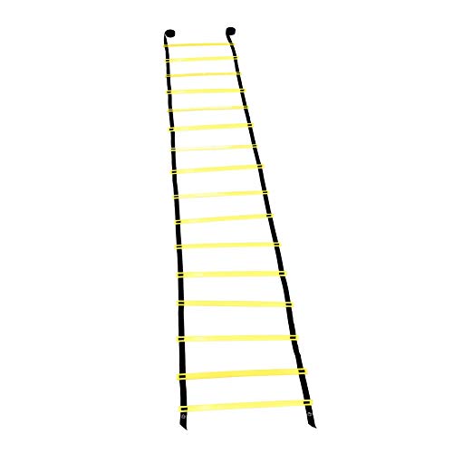 Agility Ladder Speed Ladder Training, 16 Rung Adjustable Flat Plastic Rungs with Durable Nylon Straps for Football Rugby Tennis Baseball Sports - color: Yellow