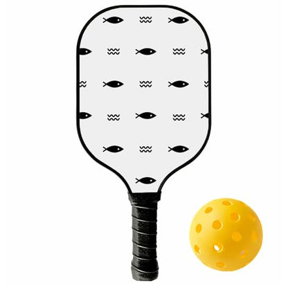 Fish Pickleball Paddles, Lightweight Pickleball Rackets with Pickleball, Pickleball Paddles Set for Men Women, Pickleball Gifts for Beginners, Black, Style 7
