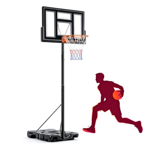 Portable Basketball Hoop Outdoor, Adjustable Basketball Hoops Goal System Shatterproof Backboard, Shock Absorbent Rim, Fillable Base for Swimming Pool/Backyard/Driveway - style: Black 6.1-10FT