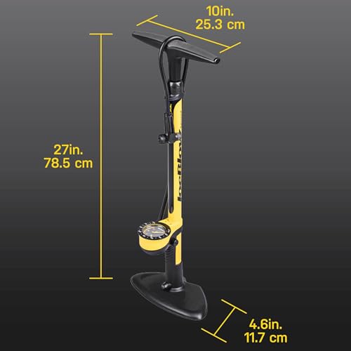 Topeak JoeBlow Sport III High-Pressure Bike Floor Pump – 160 PSI, Durable Steel Barrel, 3” Analog Gauge, TwinHead DX5 Pump Head, Long Hose, Ergonomic Handle, Fits Presta, Schrader, & Dunlop Valves