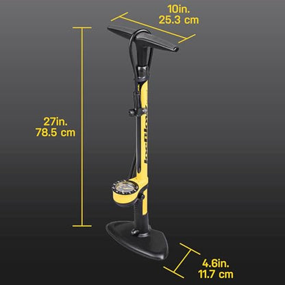Topeak JoeBlow Sport III High-Pressure Bike Floor Pump – 160 PSI, Durable Steel Barrel, 3” Analog Gauge, TwinHead DX5 Pump Head, Long Hose, Ergonomic Handle, Fits Presta, Schrader, & Dunlop Valves