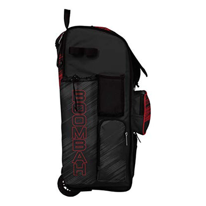 Boombah Rolling Superpack Scratch Baseball/Softball Gear Bag - 23-1/2" x 13-1/2" x 9-1/2" - Multiple Colors - Telescopic Handle and Holds 4 Bats - Wheeled Version - color: Black/Red
