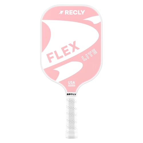 Recly Pickleball Paddles, Carbon Fiber Pickleball Paddle with UV Printed Finish & Sure-Grip Elongated Handle 14MM,USAPA Approved for Beginner and Professional Players - color: pink