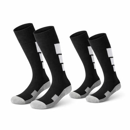 ZEPOHCK Kids Athletic Soccer Socks, 2 Pairs Knee High Socks for Youth Boys Girls for Shoe Size 3-6.5 / Ages 6-12