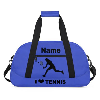Custom Sport Duffel Bag Tennis Personalized Name Sports Bag Overnight Weekender Bag Waterproof Travel Sport Gym Bags, Blue - color: Blue, style: Tennis