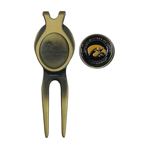 Divot Repair Tool Removable Magnetic Ball Marker-Best Divot Fixer - style: IOWA HAWKEYES
