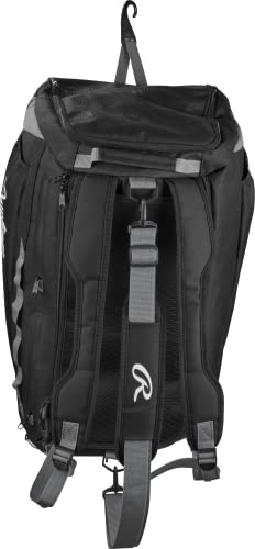 Rawlings | MACH Hybrid Backpack/Duffle Equipment Bag | Baseball & Softball | Multiple Colors - color: Black
