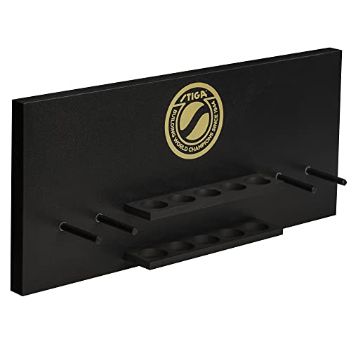 STIGA Ping Pong Storage Wall Rack | Holds Up to 10 Balls and 6 Paddles | Easy Mount for Any Flat Surface - color: Dark