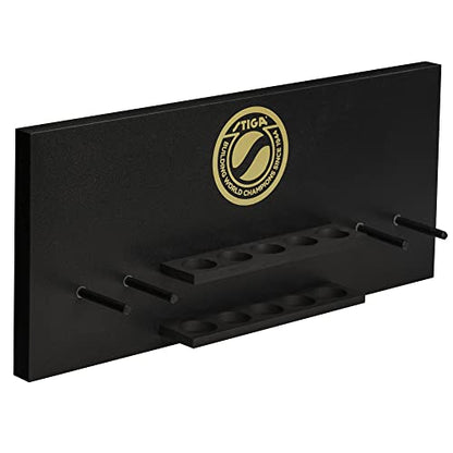 STIGA Ping Pong Storage Wall Rack | Holds Up to 10 Balls and 6 Paddles | Easy Mount for Any Flat Surface - color: Dark