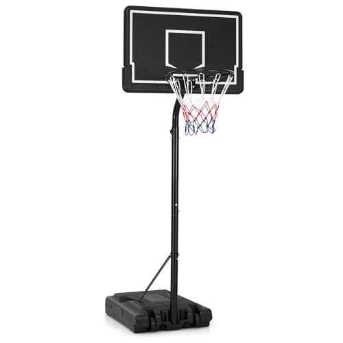 Goplus Portable Outdoor Basketball Hoop, 6.9-8.5 FT Adjustable Basketball Goal System w/Fillable Base, Shatterproof PC Backboard, Transport Wheels for Kids Teens Youth in Backyard Driveway Indoor