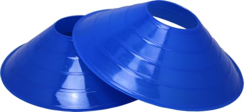 BlueDot Trading High Visibility Disc Cones for Sports, Agility Training, Soccer, Football, Field Cone Markers for Adults or Kids, Blue, Quantity 20-Pack