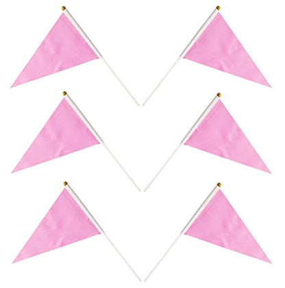 50 Pack Pink Pennant Small Mini Flags On Sticks,Hand Held Solid Pink Pennant DIY Graffiti Flag,Party Events Celebration,School,Grand Opening,Kids Birthday,Sports Clubs,Flower Pot - color: Pink