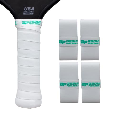 DRYtack Premium Pickleball Overgrips - #1 Pickleball Overgrips Trusted by TOP pros - Semi-Dry & Absorbent, Superior Comfort, Long Lasting, Responsive Feel - color: White, size: 4-Pack