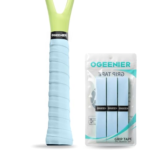 Tennis Racket Grip Tape, 3, 6, 12 Pack Tennis Overgrip Tape, Absorbent and Anti-Slip, Precut Soft Racquet Wrap Grips Tape for Pickleball Paddle/Badminton - color: Light Blue, size: 3 Pack