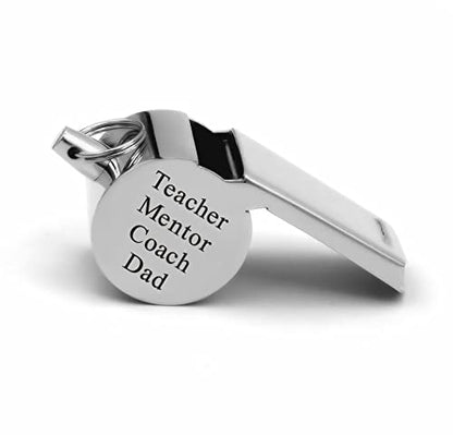 Personalized Silver Coach Whistle with Lanyard Custom Engraved Free - Referee or Sports Gift with Free Engraving - Ships from USA