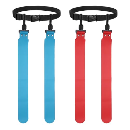Flag Football, Adjustable Flag Football Belts with Belt and Flags Easy Tear Away - color: Red/Sky Blue