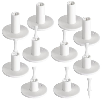 Rubber Golf Tees for Mats, Cross Shaped Golf Tee Holder Set for Driving Range & Simulator Practice, 5 Sizes 10p Unbreakable Tees & 20p Ball Stud for Indoor Outdoor Use (White)